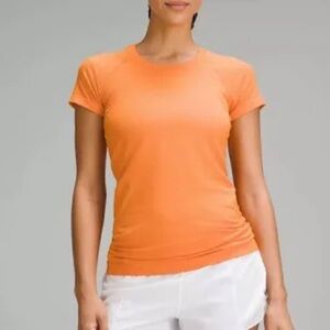 Orange Crew Neck Fitted T-Shirt